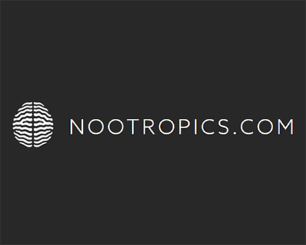 Nootropics.com logo with a white brain outline