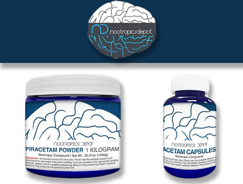 Nootropics Depot Piracetam Powder 1 KG jar and Capsule Bottle