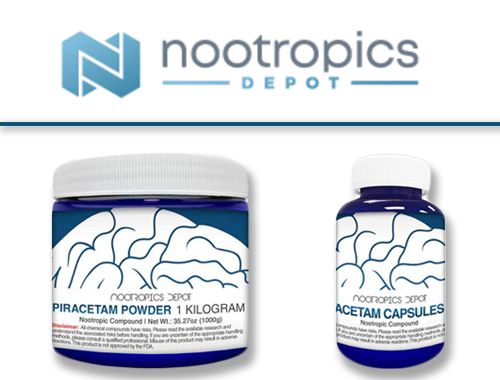 Nootropics Depot Piracetam Powder 1 KG jar and Capsule Bottle